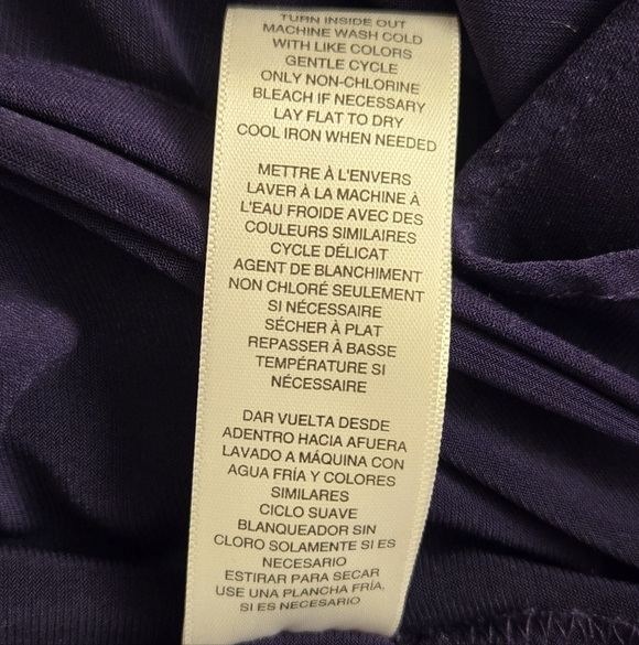 Michael Kors Purple Draped Sheath Midi Dress Silver Bar Minimalist Evening Sz L - Picture 8 of 9